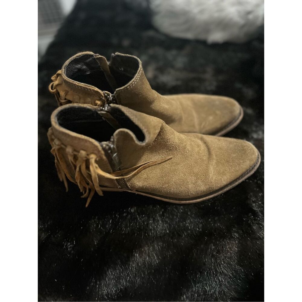 Sz 7.5 LIBERTY BLACK BOOTS Vegas Shortie Fringe Ankle Booties